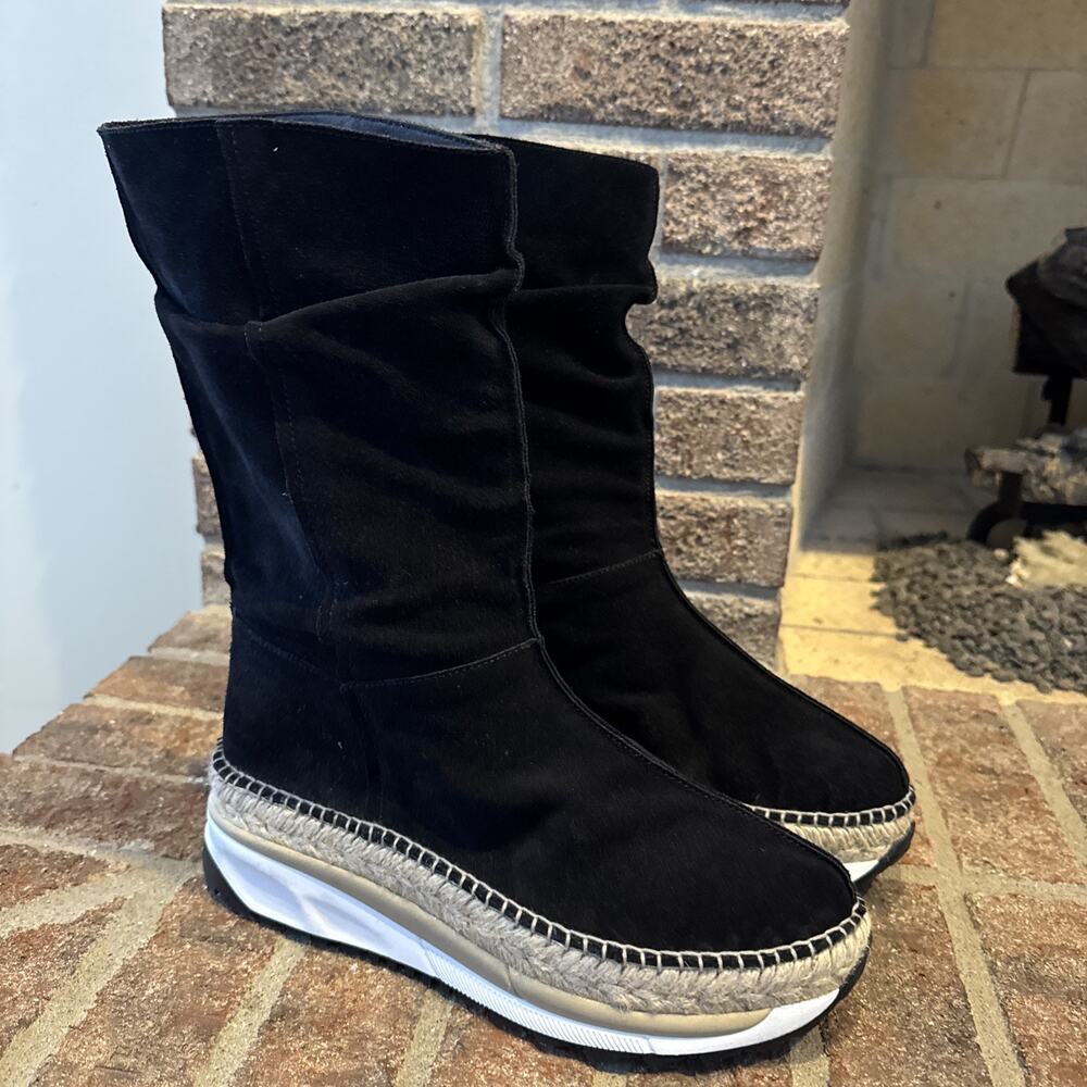 Free People Chapmin Slouch Sneaker Boot Hybrid Rubber Jute Black‎ Suede 39/8